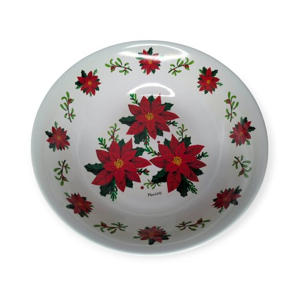 Mario Poinsettia Melamine Holiday Bowl 11.5" x 3" - Picture 1 of 8